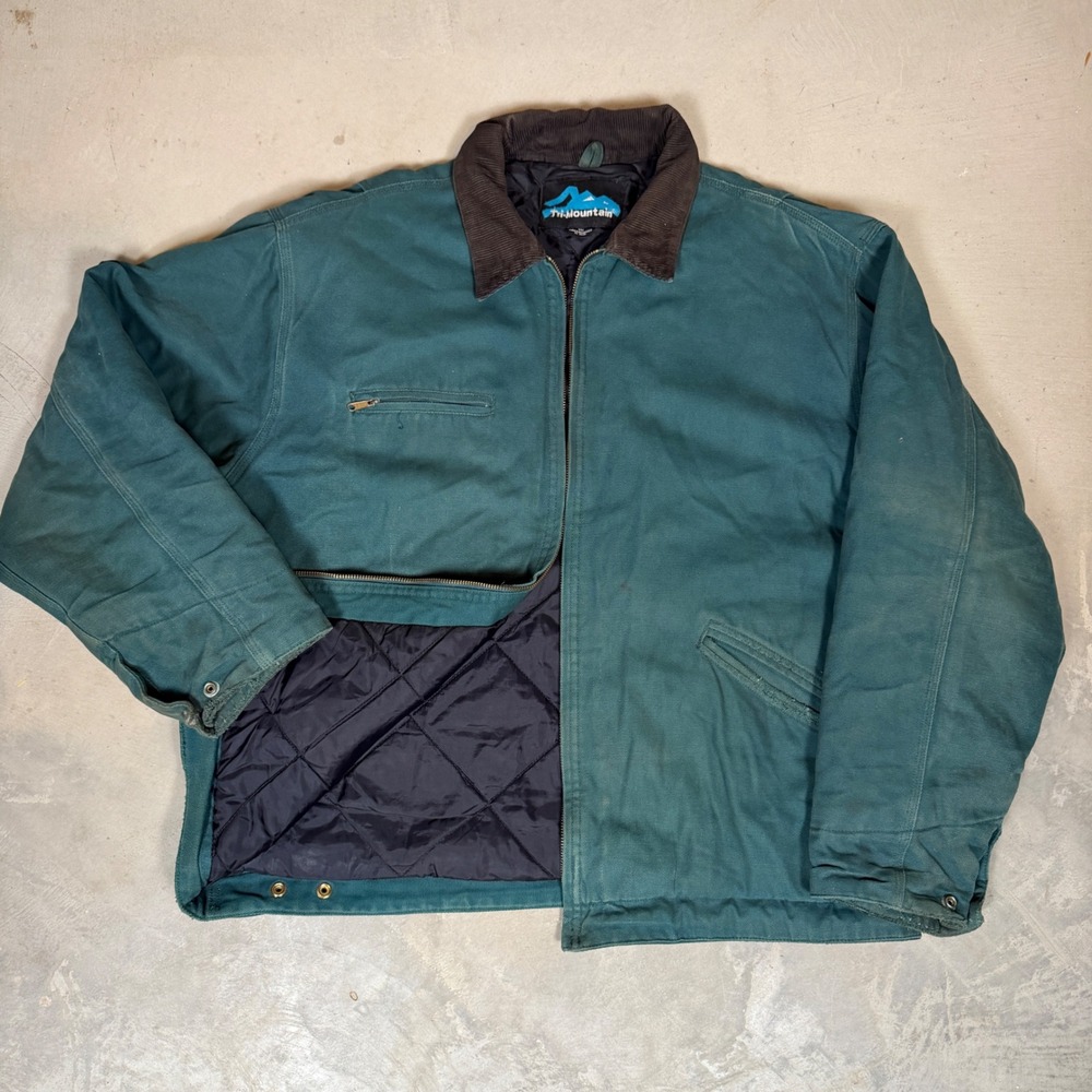 Tri-Mountain Mens XL Canvas Work detroit Jacket Quilted Lined Corduroy Teal